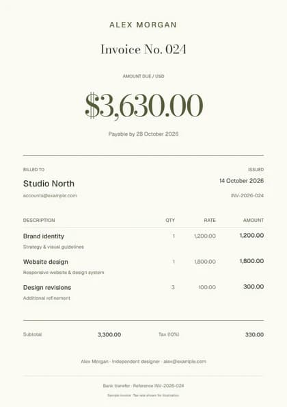 Maison invoice template preview