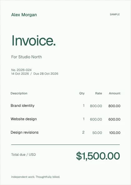Minimal invoice template preview