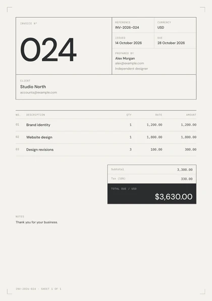 Plan invoice template preview