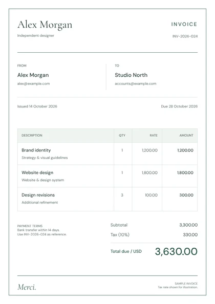 Ligne invoice template preview