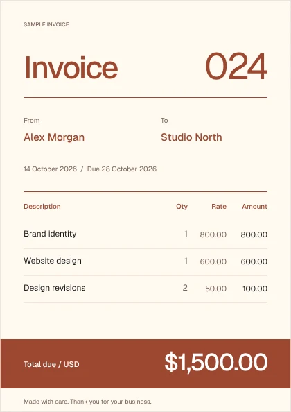 Studio invoice template preview